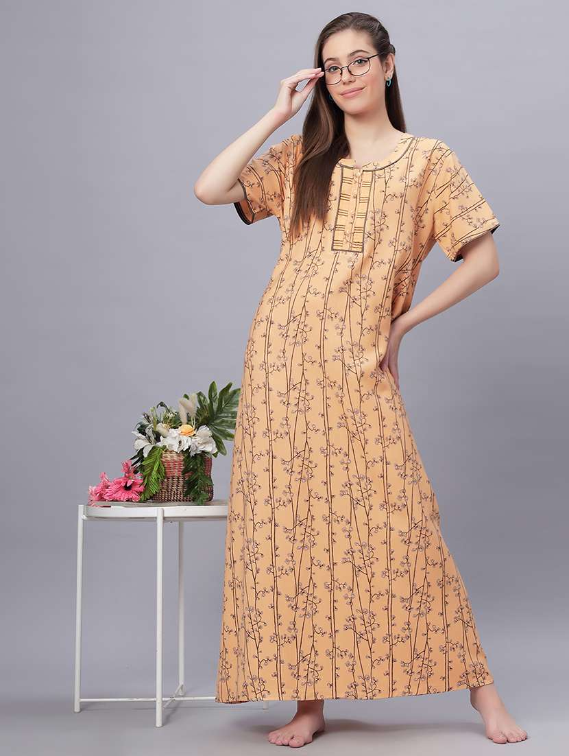 women printed short sleeves nighty - 21669549 - Zoom Image - 0