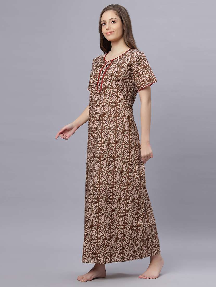 women printed short sleeves nighty - 21669552 -  Standard Image - 3