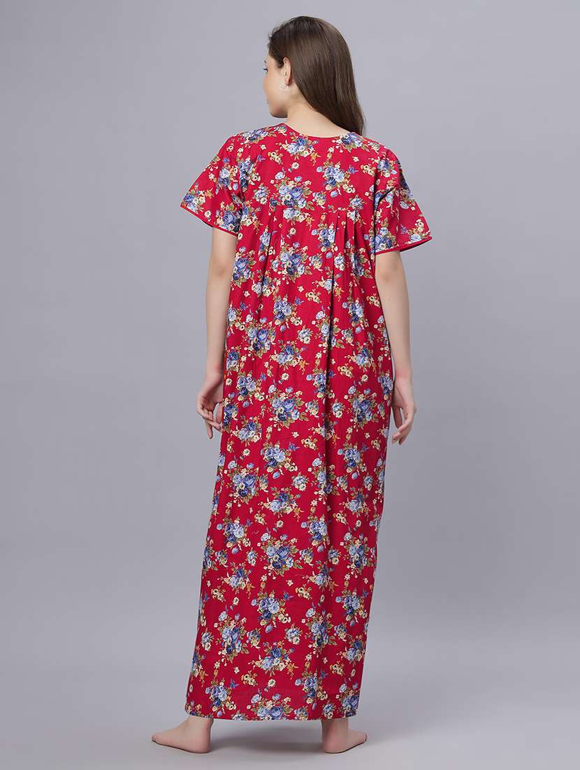 women floral print short sleeves nighty - 21669554 -  Standard Image - 3