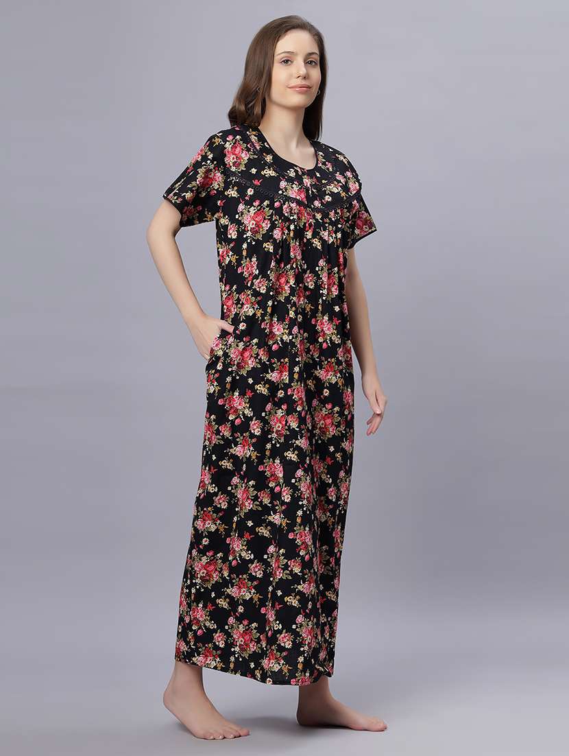 women printed short sleeves nighty - 21669555 -  Standard Image - 3