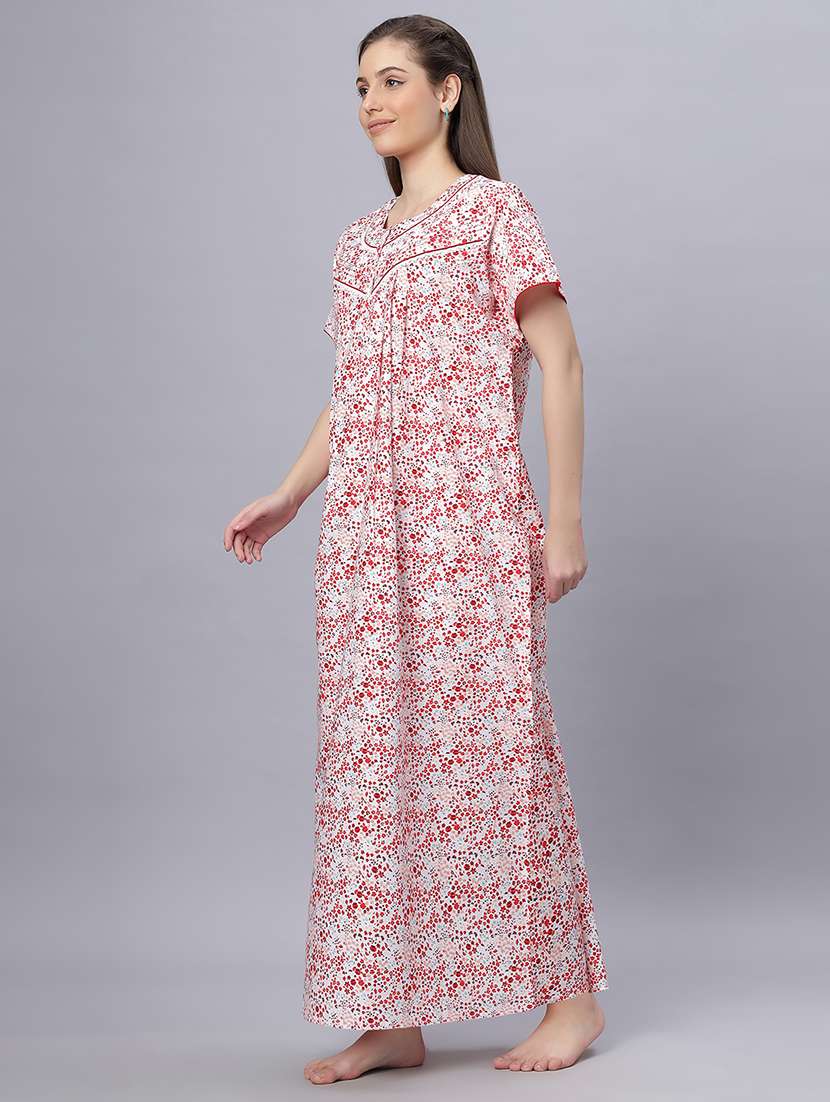 women printed short sleeves nighty - 21669557 -  Standard Image - 3