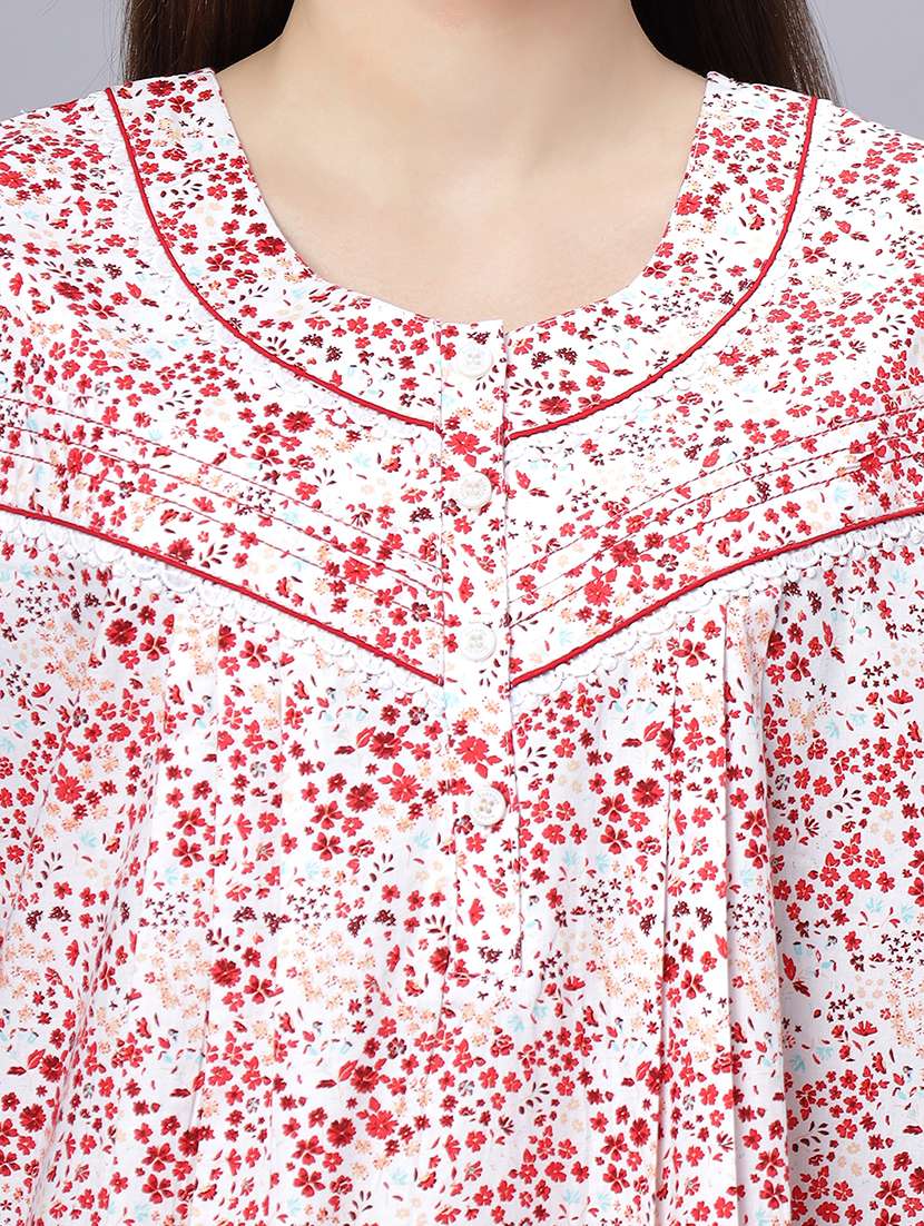 women printed short sleeves nighty - 21669557 -  Standard Image - 5