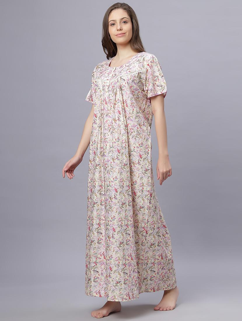 women floral print short sleeves nighty - 21669559 - Standard Image - 3