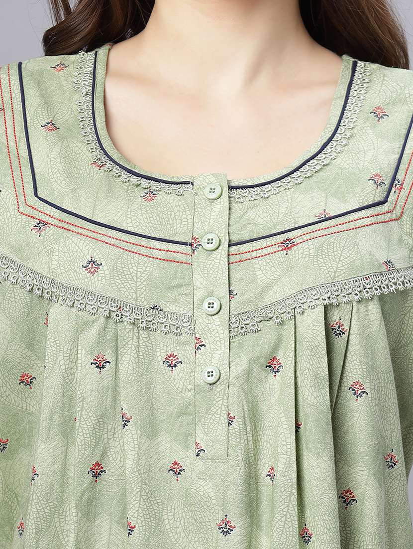 women printed short sleeves nighty - 21669562 -  Standard Image - 5