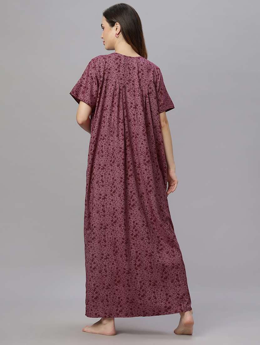 women round neck printed maternity wear nighty - 21669568 -  Standard Image - 3