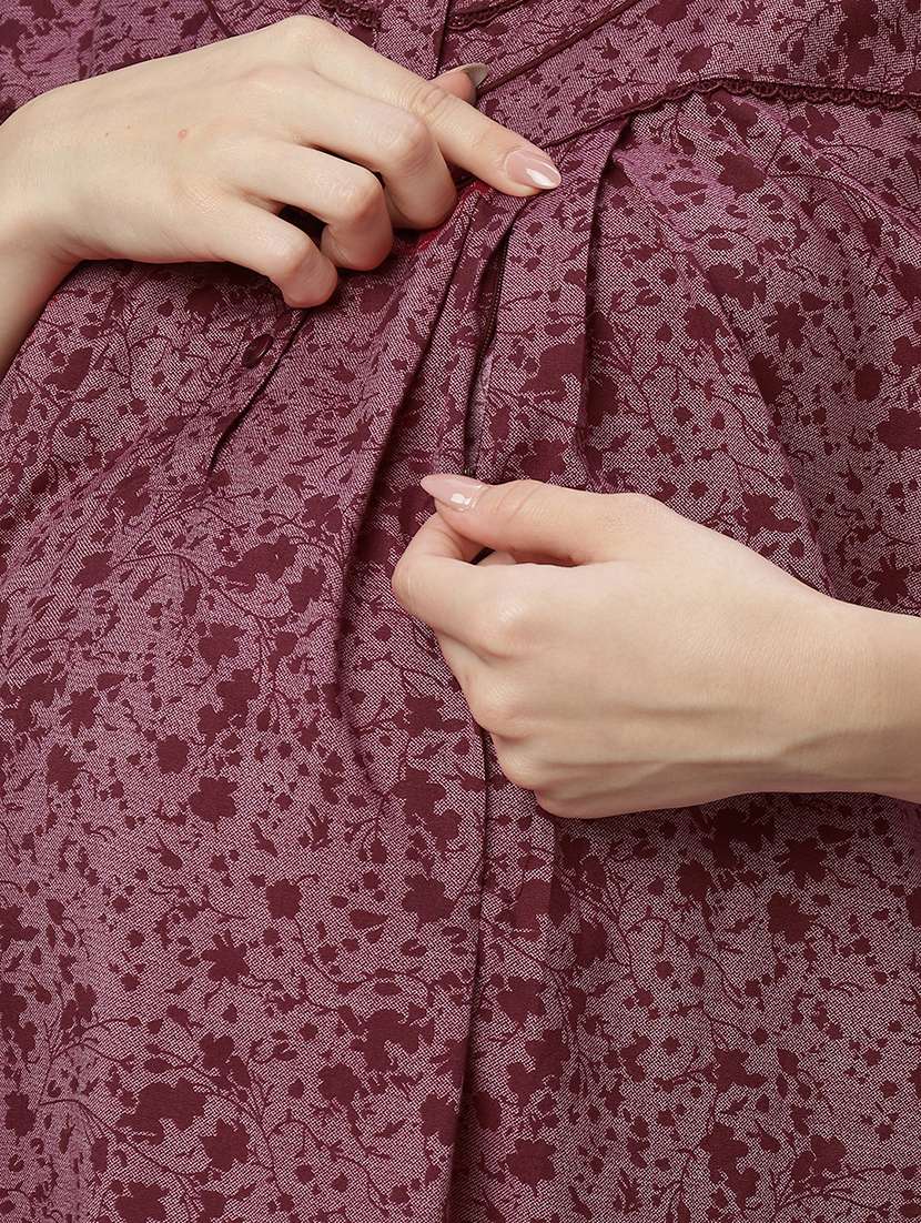 women round neck printed maternity wear nighty - 21669568 -  Standard Image - 5
