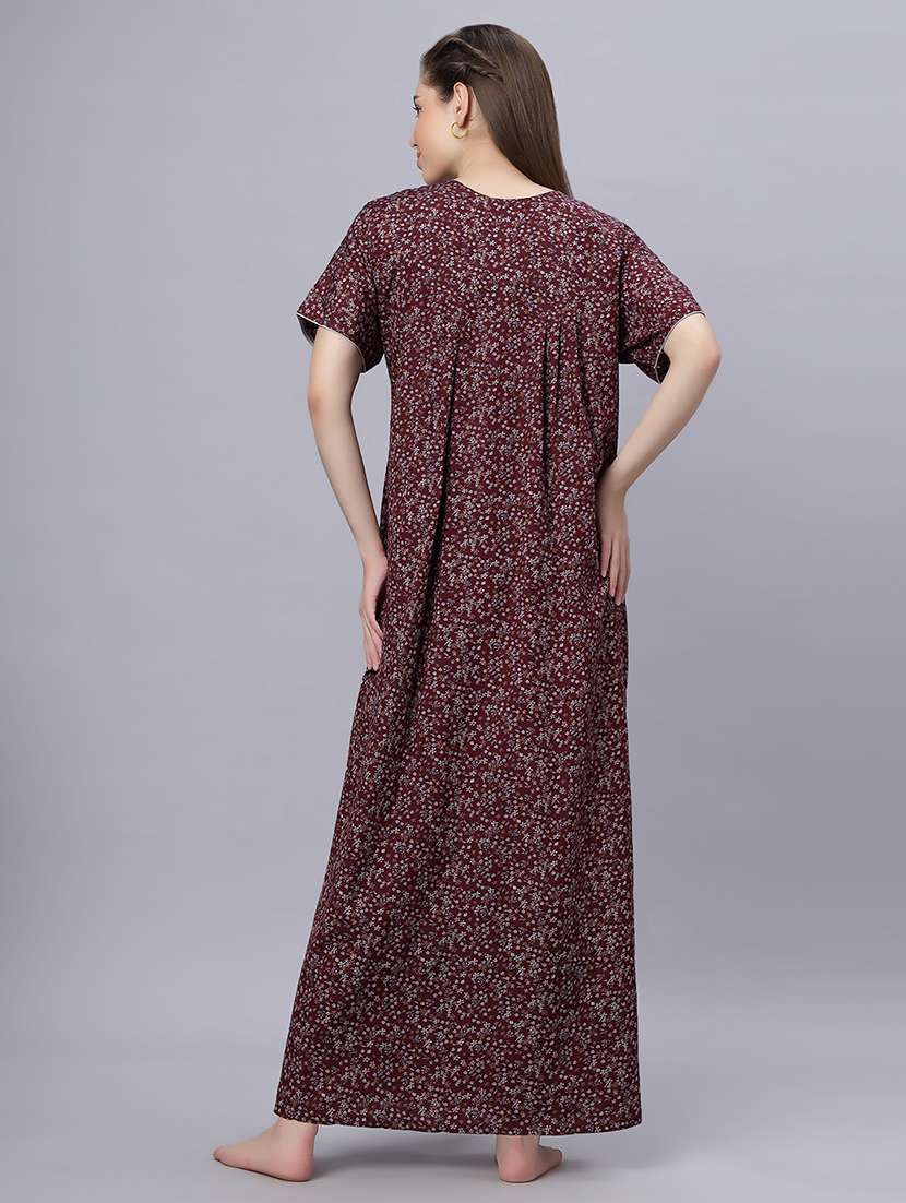 women round neck printed maternity wear nighty - 21669572 -  Standard Image - 3