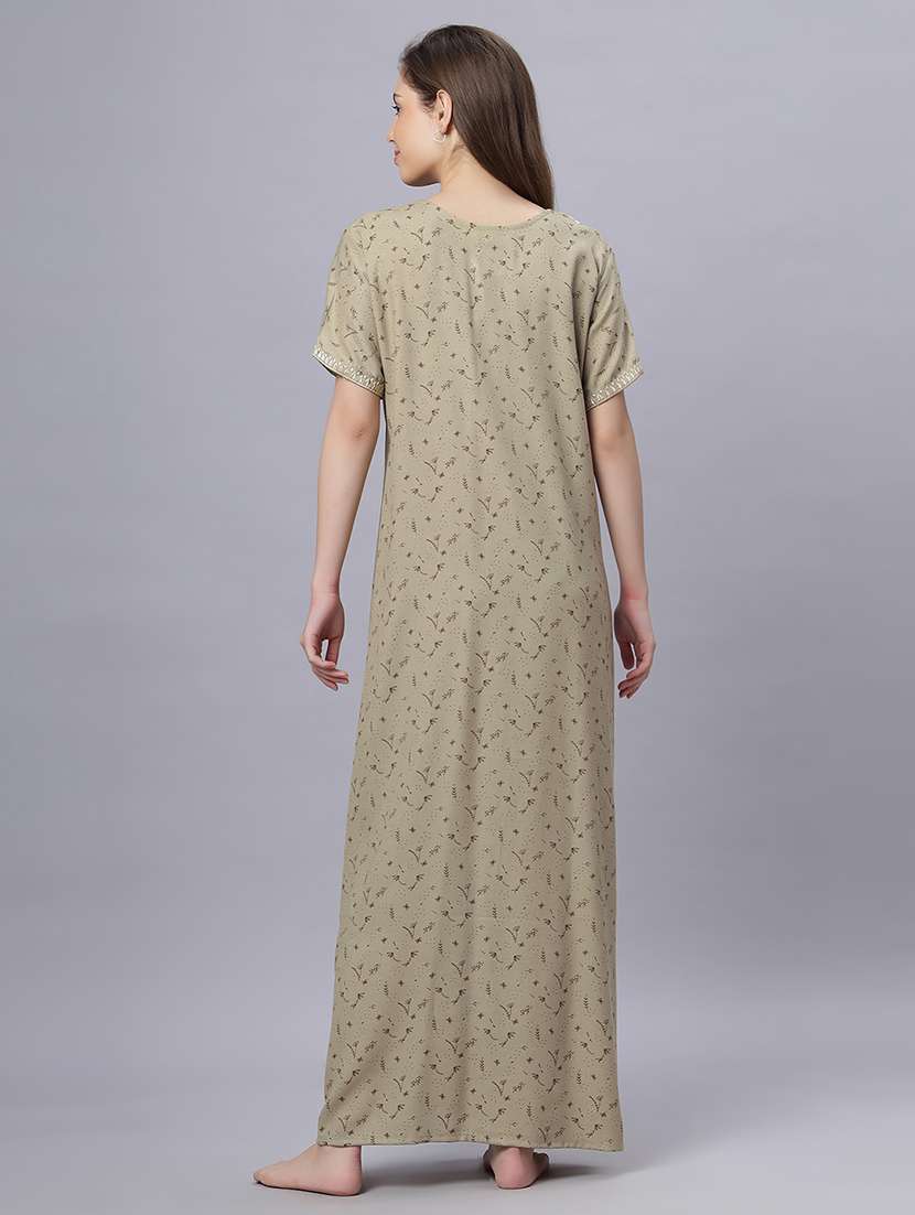 women printed short sleeves nighty - 21669582 -  Standard Image - 3