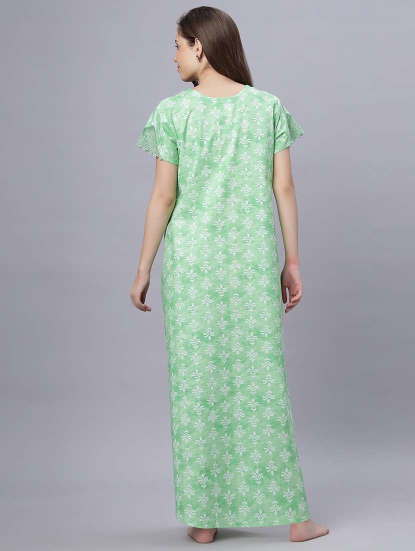 women printed short sleeves nighty - 21669587 - Standard Image - 3
