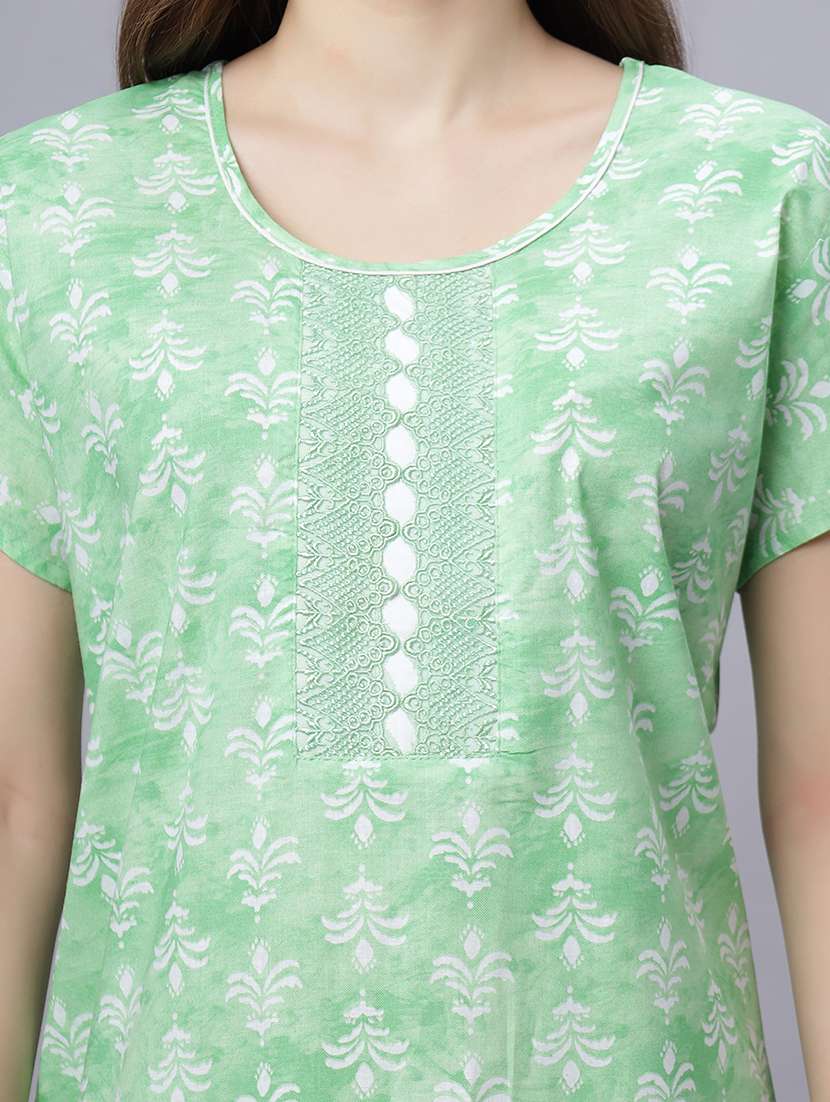 women printed short sleeves nighty - 21669587 - Standard Image - 5