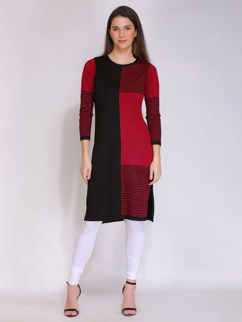 women acrylic round neck woolen kurta - 21669593 -  Standard Image - 0
