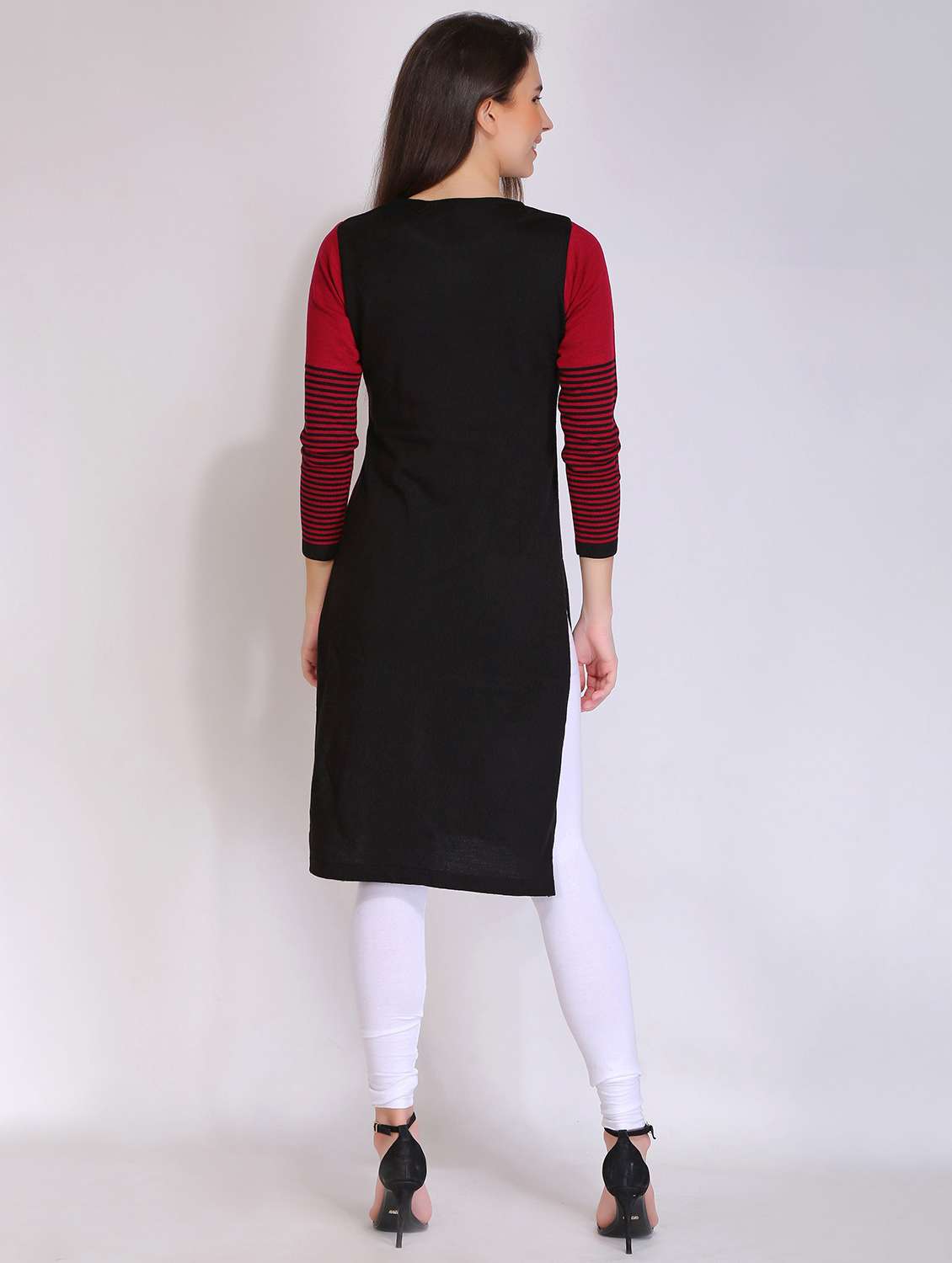 women acrylic round neck woolen kurta - 21669593 -  Standard Image - 3