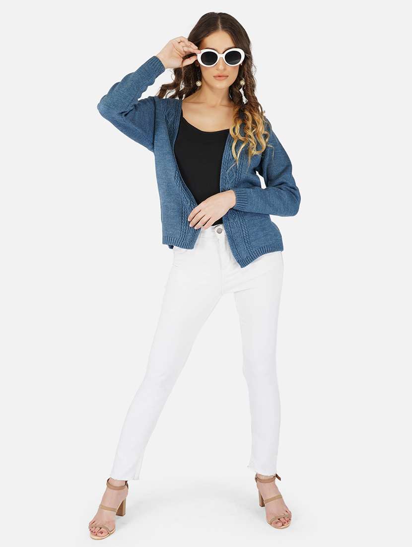 women self design long sleeve shrug - 21669600 -  Standard Image - 5