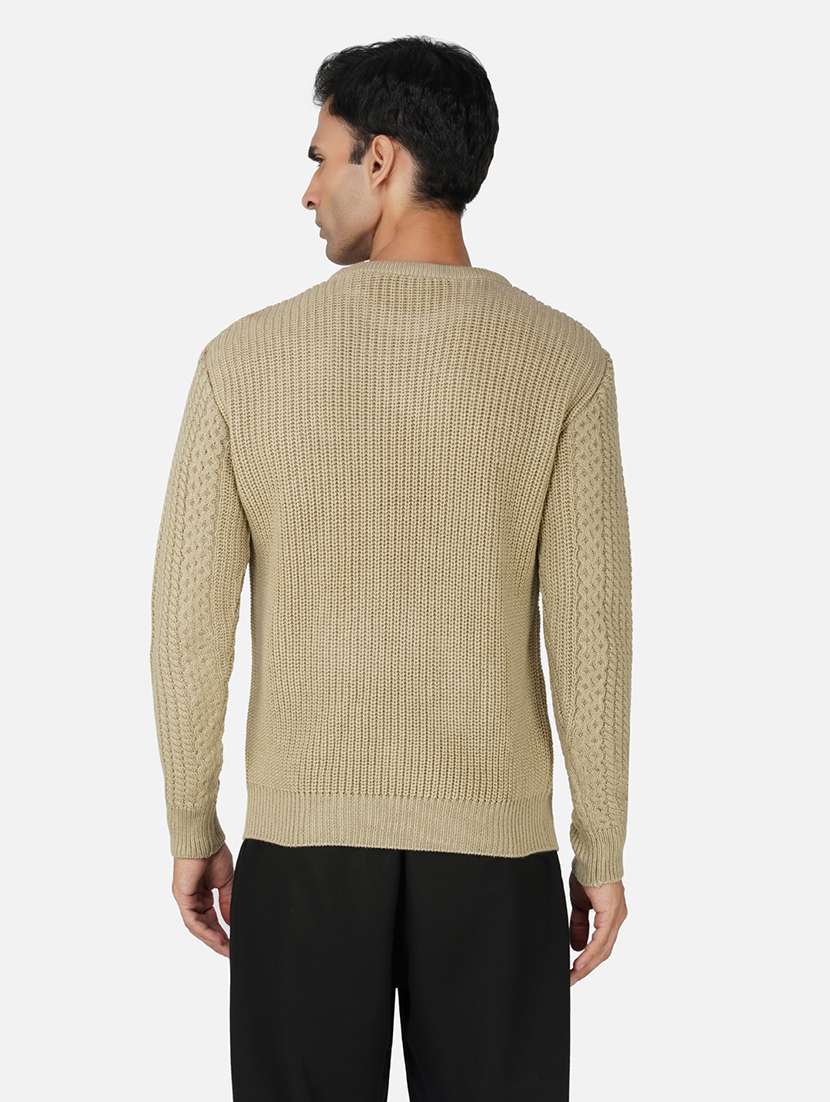 men long sleeves self design pullover - 21669607 - Standard Image - 3