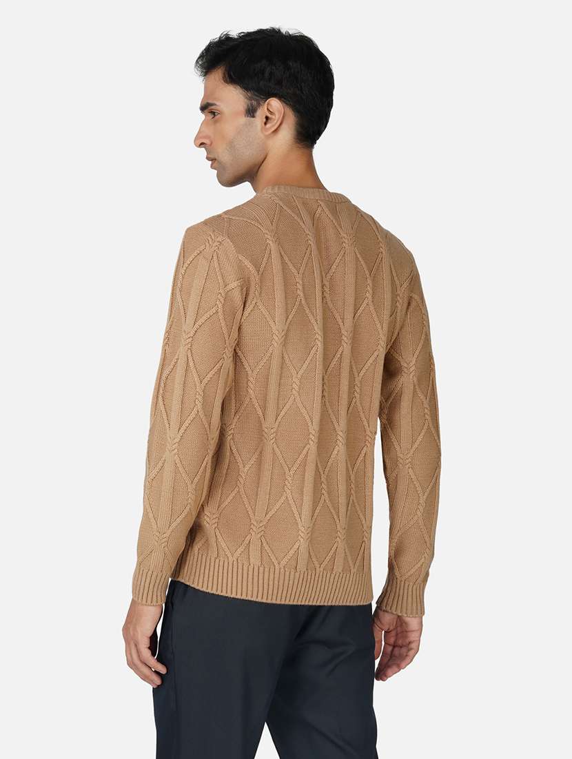 men long sleeves self design pullover - 21669610 -  Standard Image - 3