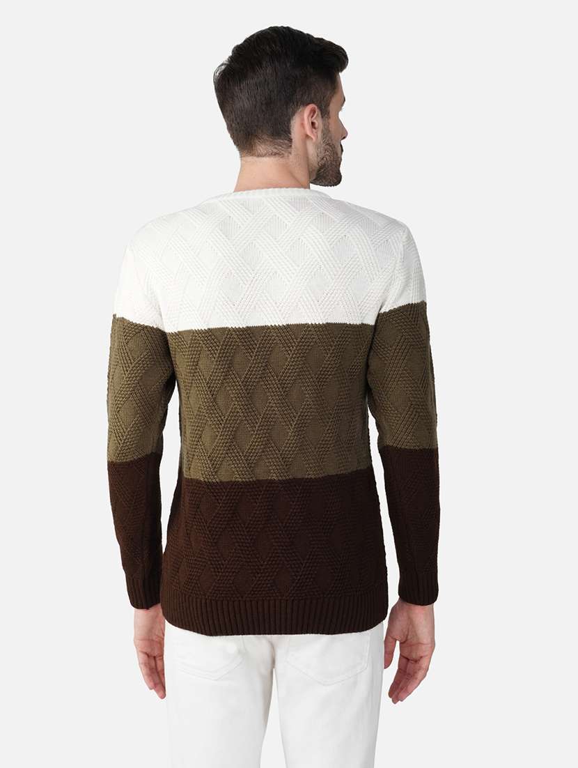 men long sleeve color block pullover - 21669611 - Standard Image - 3