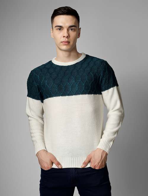 men long sleeve color block pullover - 21669612 -  Standard Image - 0