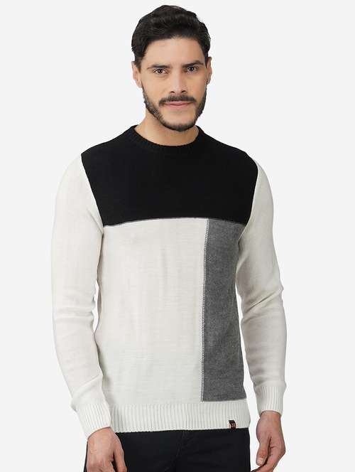 men long sleeve color block pullover - 21669616 - Standard Image - 0