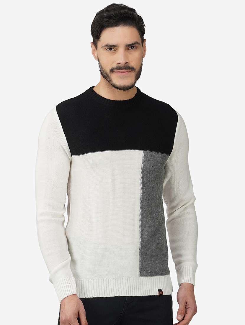 men long sleeve color block pullover - 21669616 - Zoom Image - 0