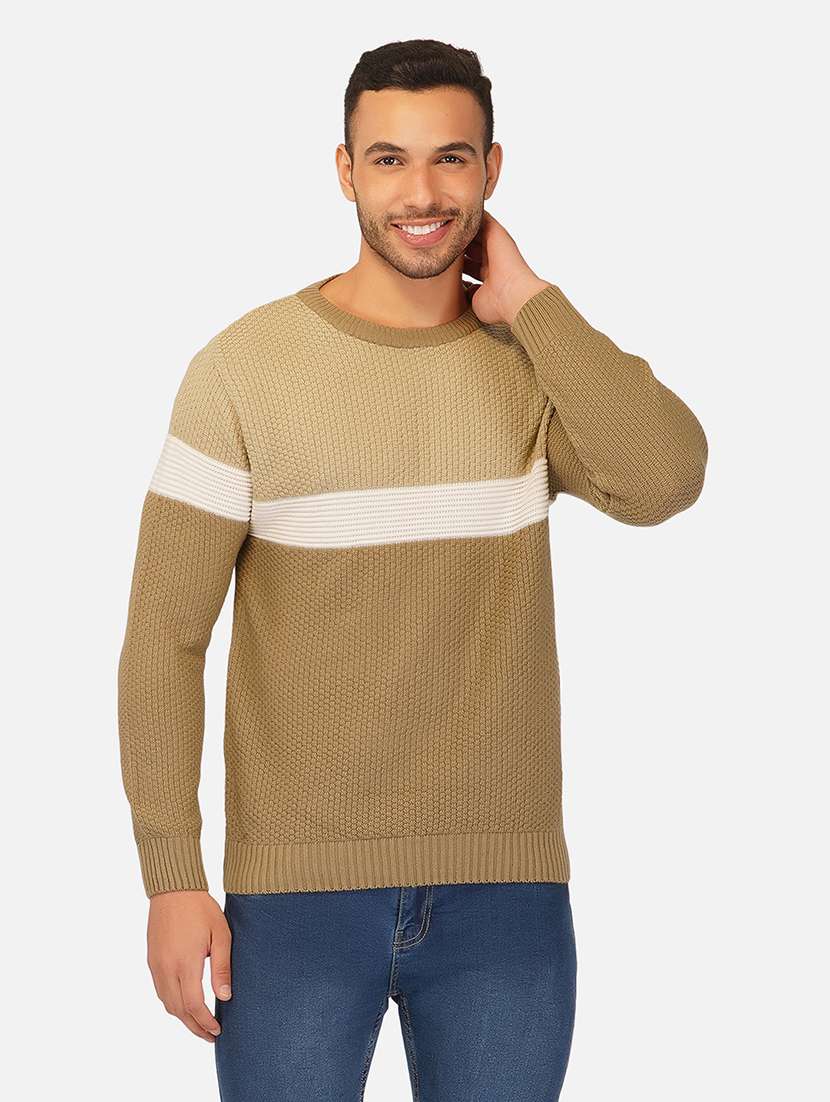men long sleeve color block pullover - 21669622 - Zoom Image - 0