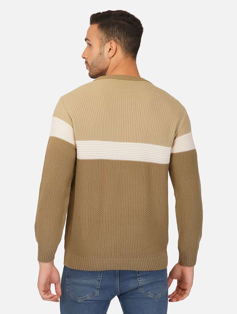 men long sleeve color block pullover - 21669622 - Standard Image - 3