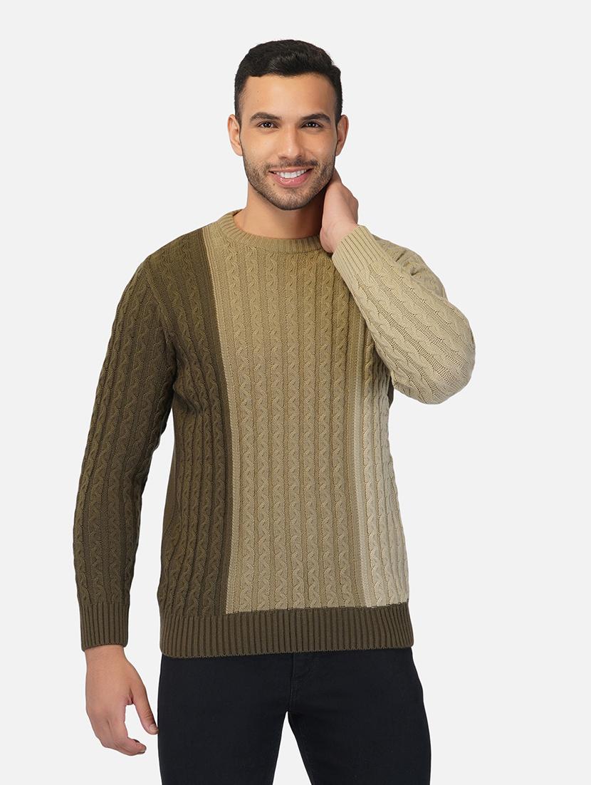men long sleeve color block pullover