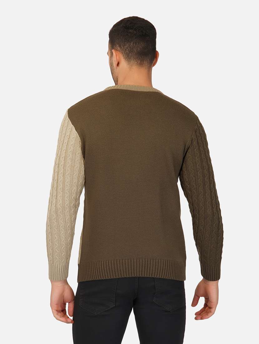 men long sleeve color block pullover - 21669625 - Standard Image - 3