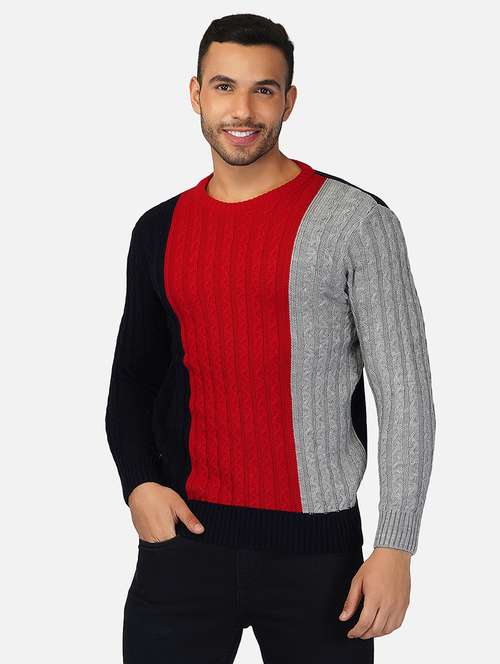 men long sleeve color block pullover - 21669626 -  Standard Image - 0