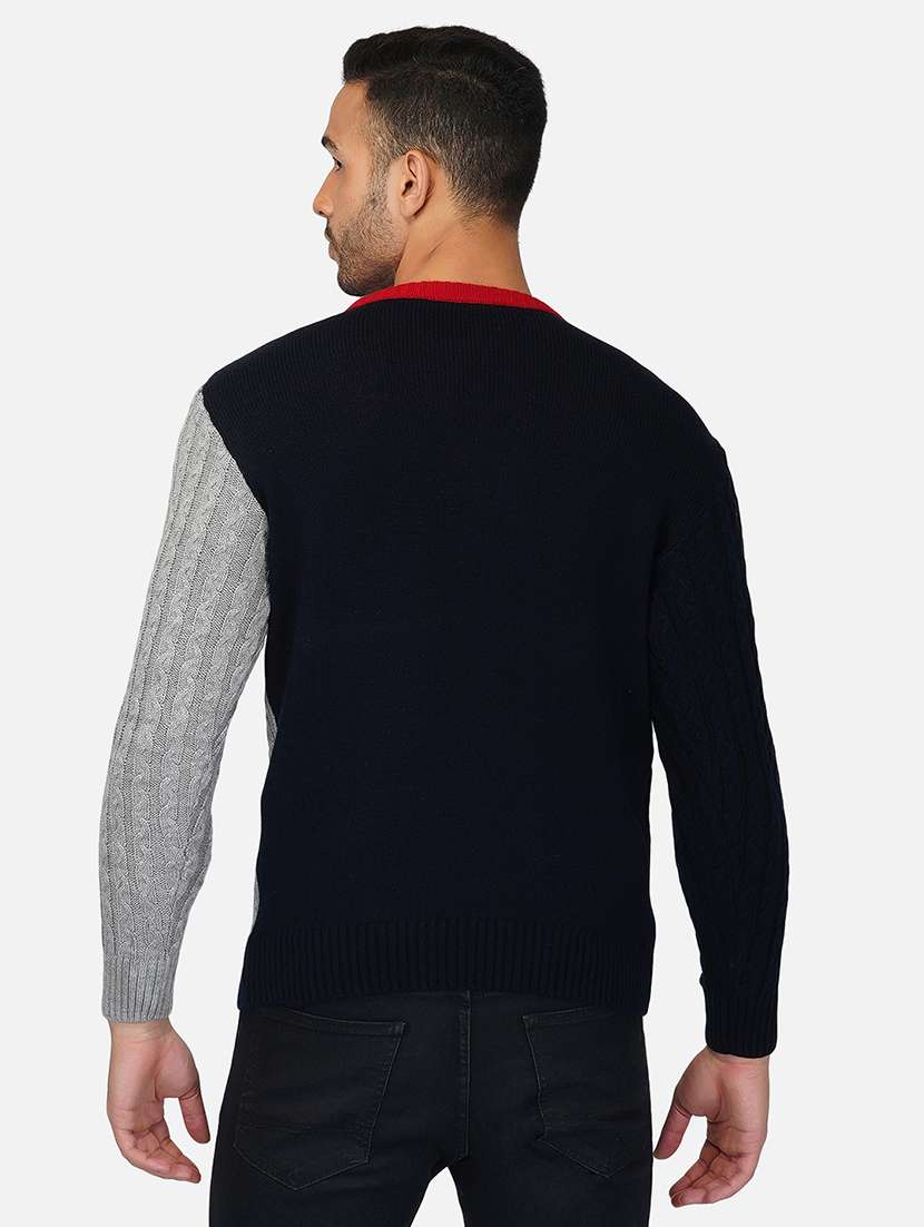 men long sleeve color block pullover - 21669626 -  Standard Image - 3