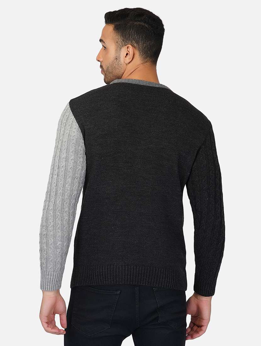 men long sleeve color block pullover - 21669627 -  Standard Image - 3