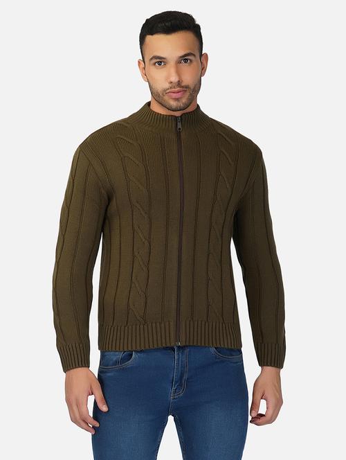men long sleeves self design cardigan - 21669628 - Standard Image - 0