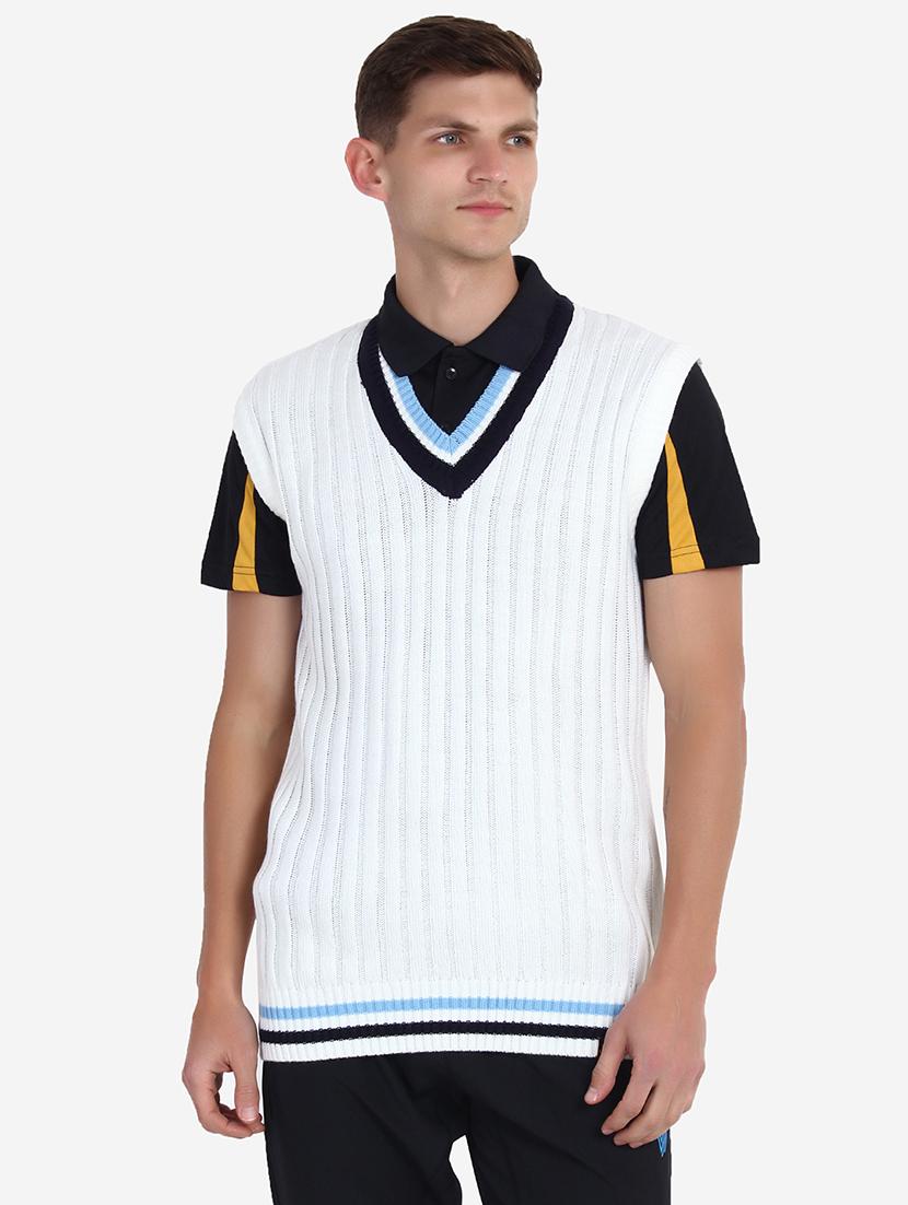 men v-neck self design pullover - 21669641 - Zoom Image - 0
