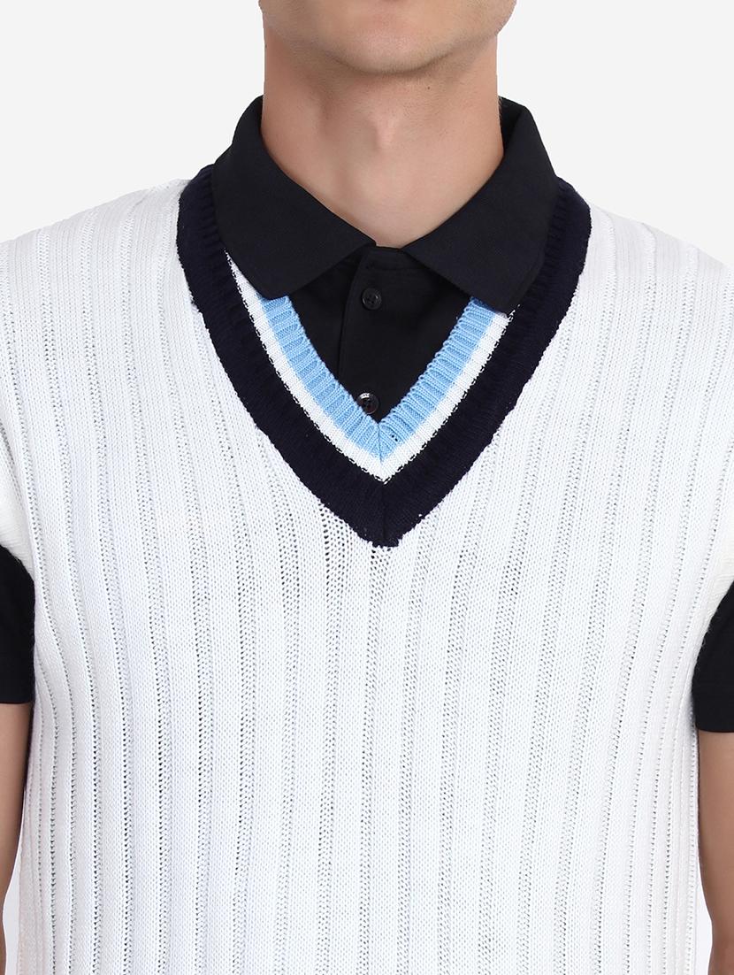 men v-neck self design pullover - 21669641 - Standard Image - 5