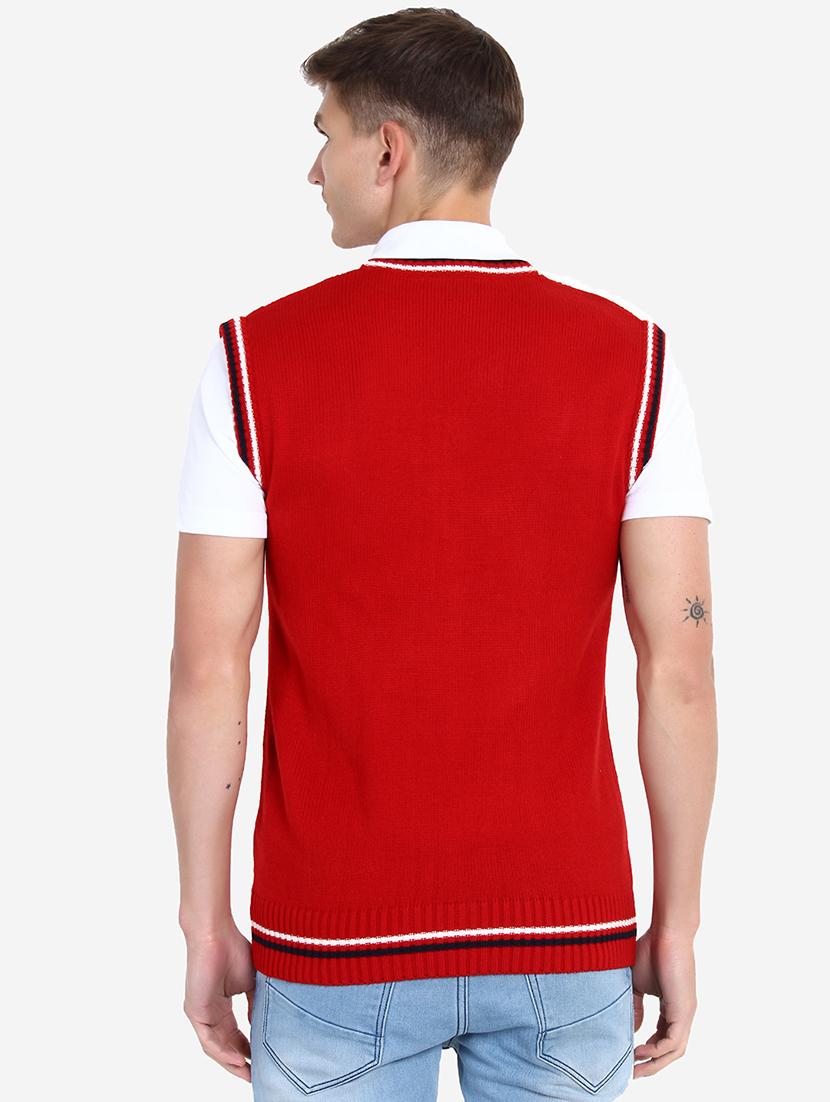 men v-neck self design pullover - 21669642 - Standard Image - 3