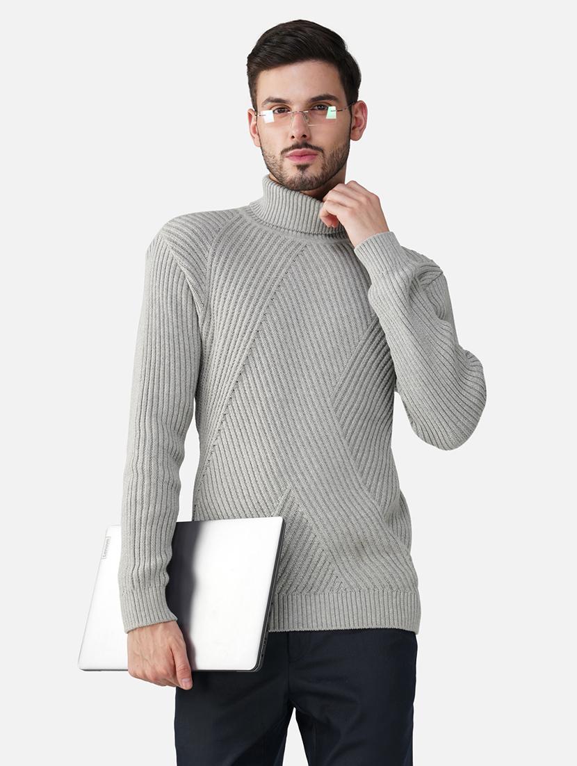 men long sleeves self design pullover - 21669653 - Zoom Image - 0