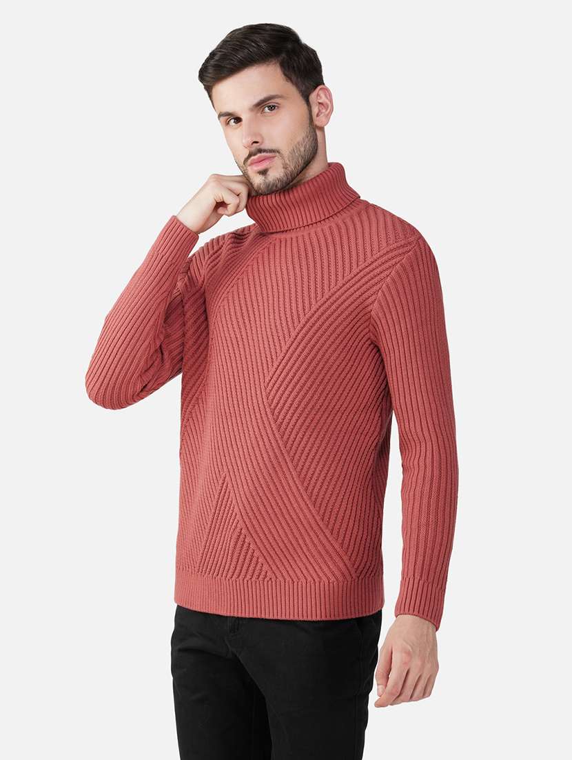 men long sleeves self design pullover - 21669654 -  Zoom Image - 0