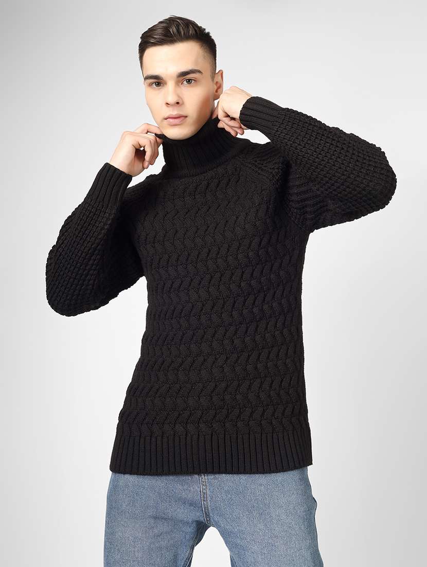 men long sleeves self design pullover - 21669655 - Zoom Image - 0