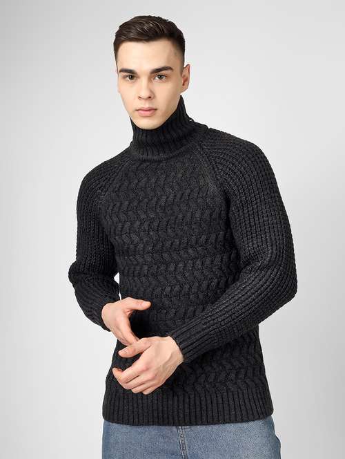 men long sleeves self design pullover - 21669656 - Standard Image - 0
