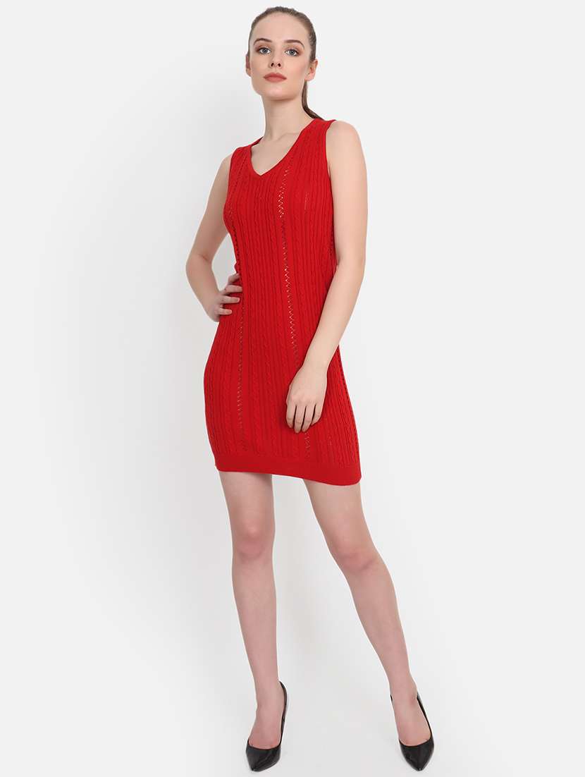 women sleeveless acrylic dress