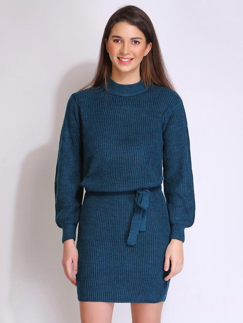 women solid acrylic long sleeve dress - 21669685 - Standard Image - 0