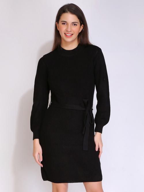 women solid acrylic long sleeve dress - 21669687 - Standard Image - 0