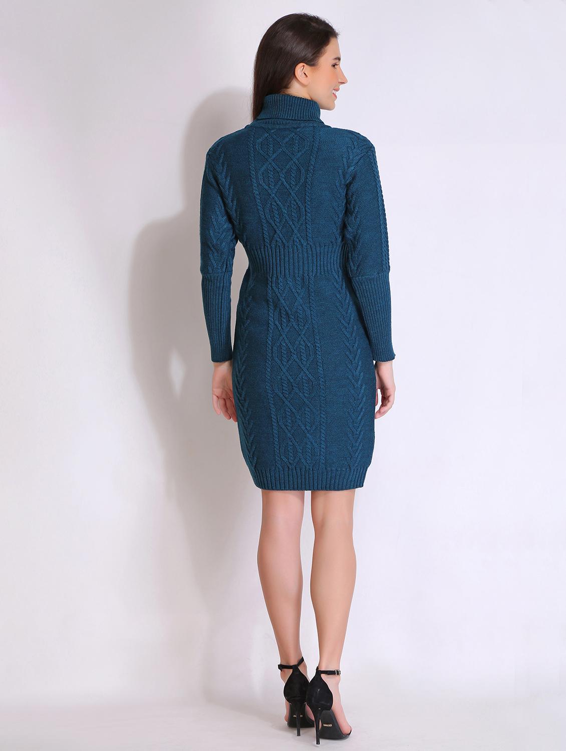 women solid acrylic long sleeve dress - 21669688 - Standard Image - 3