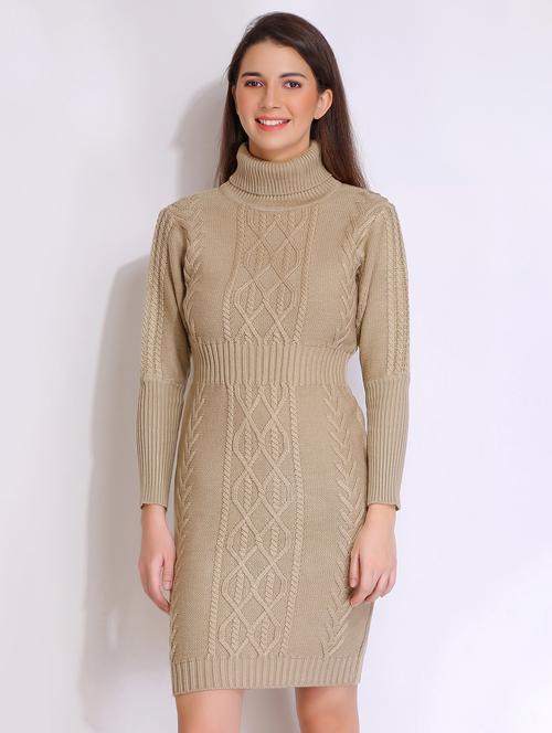 women solid acrylic long sleeve dress - 21669689 - Standard Image - 0