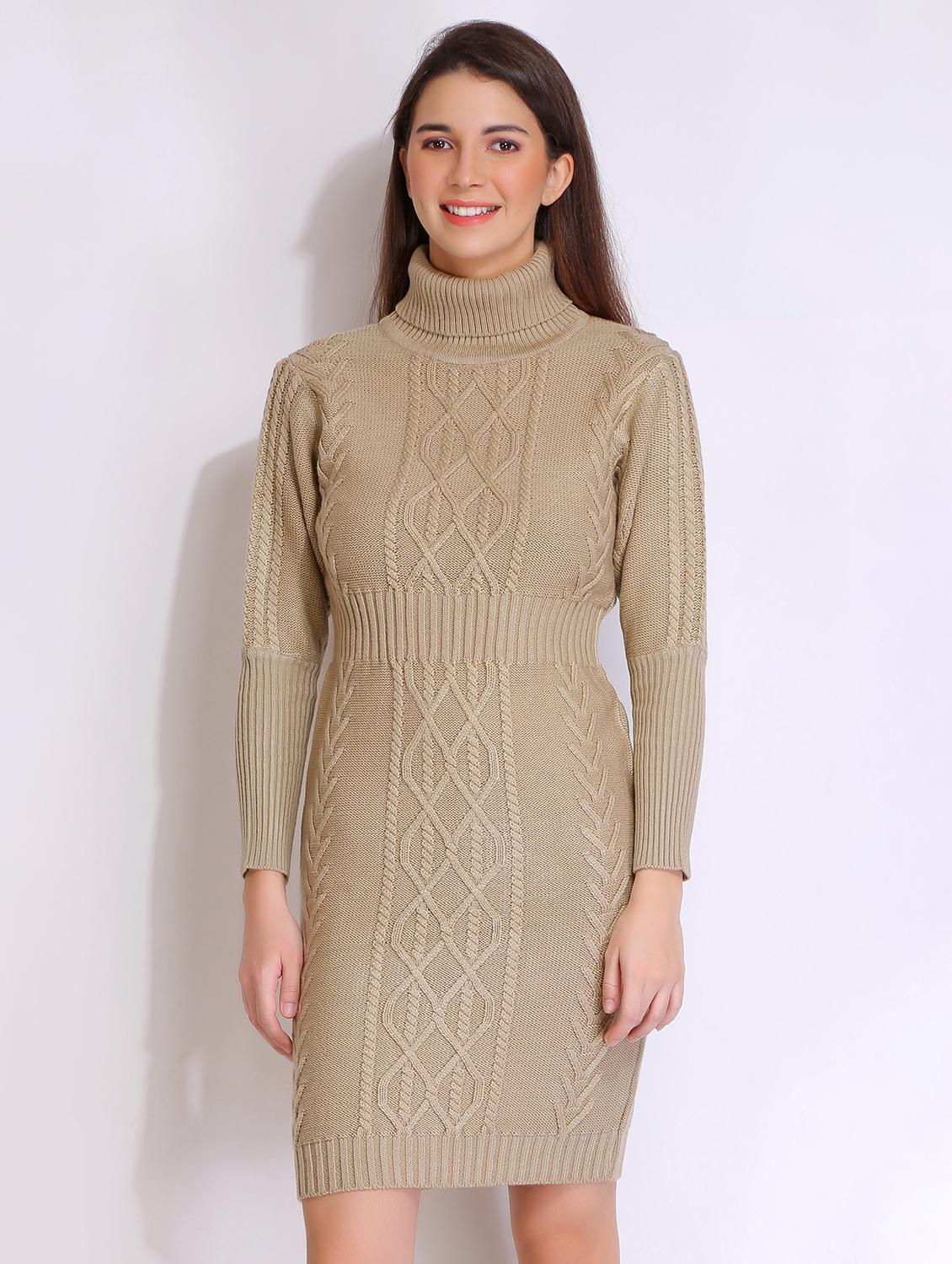 women solid acrylic long sleeve dress - 21669689 - Zoom Image - 0