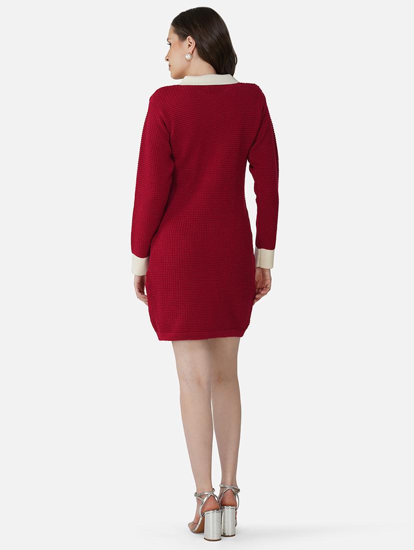 women solid acrylic long sleeve dress - 21669691 - Standard Image - 3