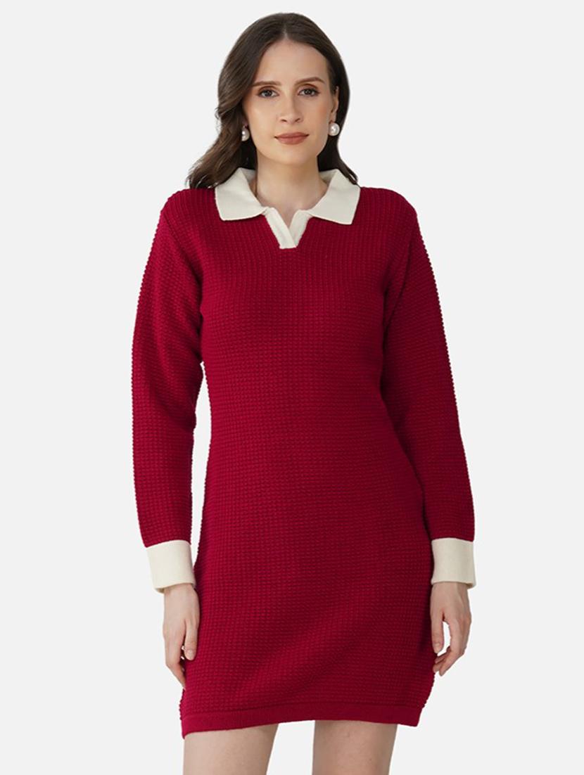 women solid acrylic long sleeve dress - 21669691 - Standard Image - 5