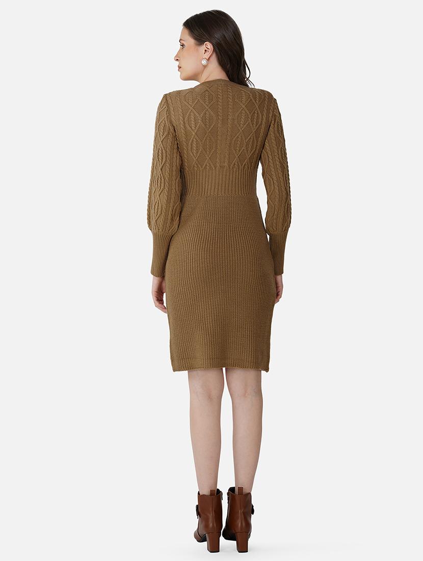 women solid acrylic long sleeve dress - 21669692 - Standard Image - 3