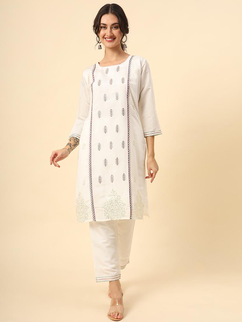 women three quarter sleeve kurta pant with dupatta set - 21669876 - Standard Image - 3