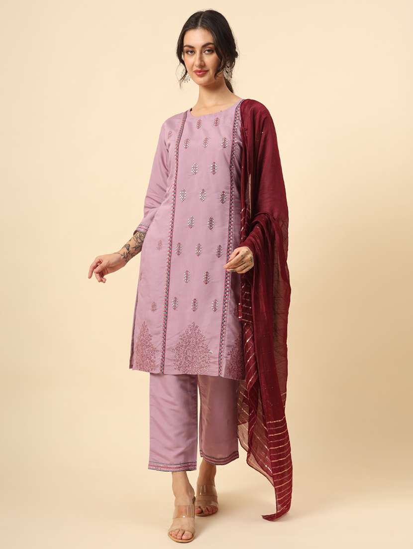 women three quarter sleeve kurta pant with dupatta set - 21669881 -  Zoom Image - 0
