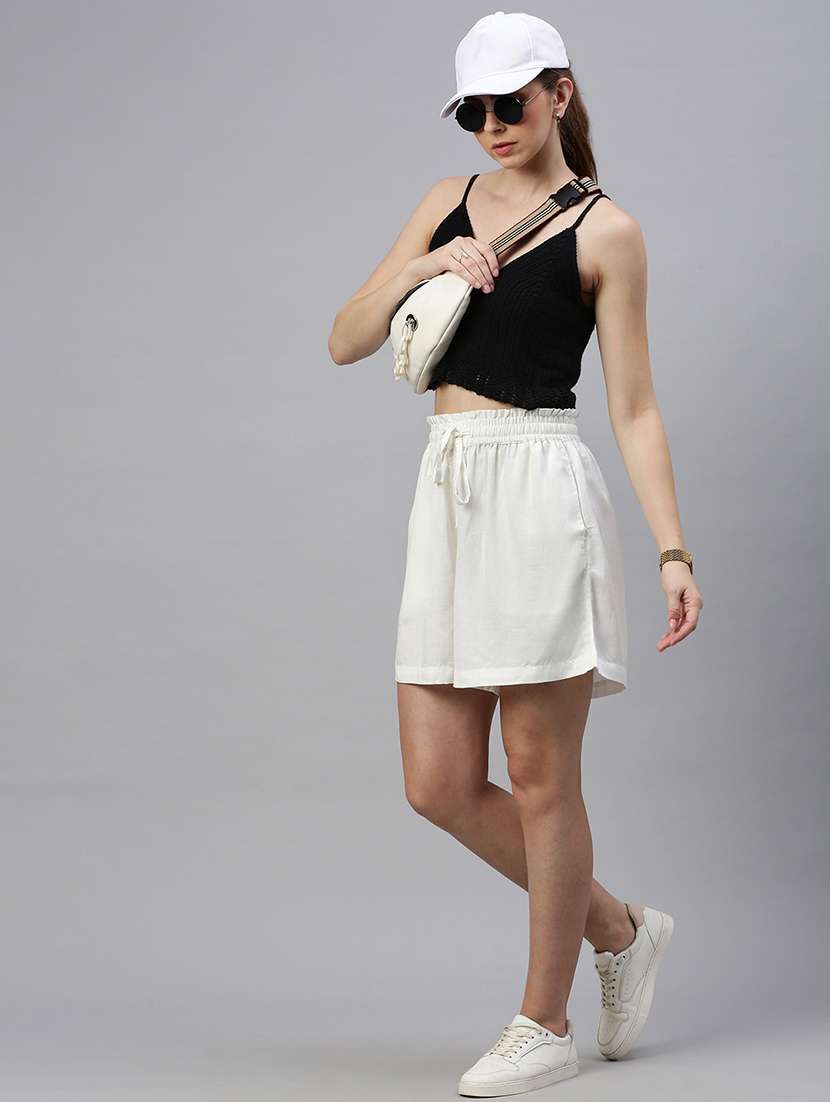 women solid high rise regular short - 21669913 -  Standard Image - 3